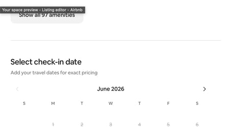 Availability calendar for June 2026