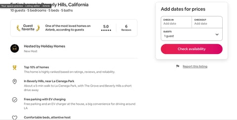 Guest favorite status with 5-star rating and amenities